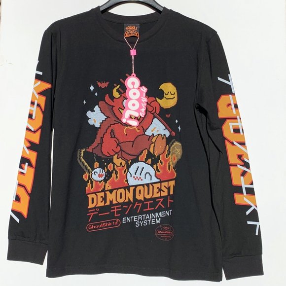 Black 100% cotton longsleeve with multi color digital print, unisex fit, NWT! - Picture 5 of 6